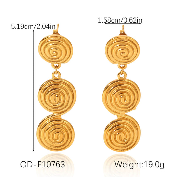 Titanium Steel Geometric Disc Earrings For Women With Pvd Vacuum Plating