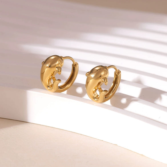 Titanium Steel Geometric Dolphin Earrings For Women Electroplated Minimalist Jewelry