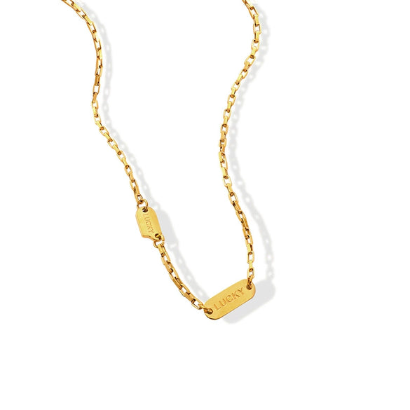 Titanium Steel Geometric Double Layer Clavicle Necklace With Watch Gear Notch Pendant Electroplated Gold Finish