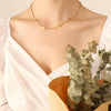 Titanium Steel Geometric Double Layer Clavicle Necklace With Watch Gear Notch Pendant Electroplated Gold Finish