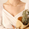 Titanium Steel Geometric Double Layer Clavicle Necklace With Watch Gear Notch Pendant Electroplated Gold Finish