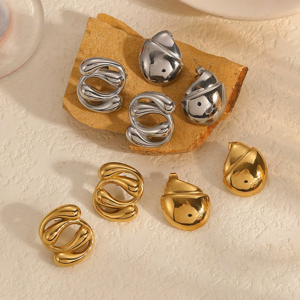 Titanium Steel Geometric Drop Shape Electroplated Women's Earrings