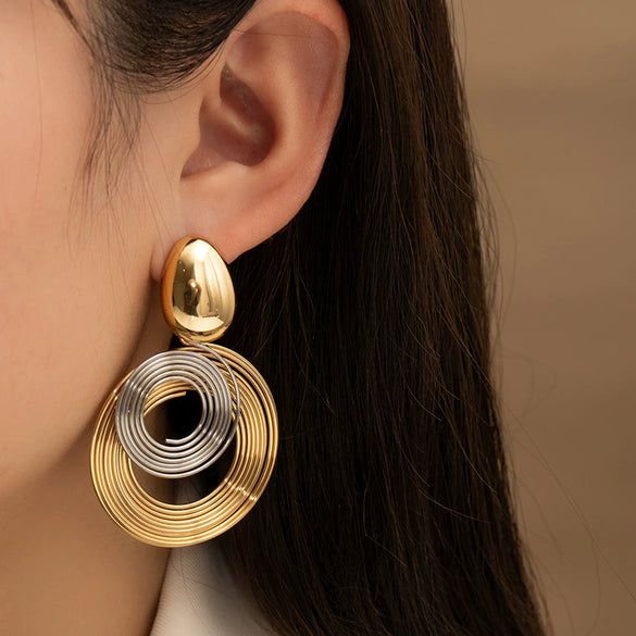 Titanium Steel Geometric Earrings Electroplated Simple Style