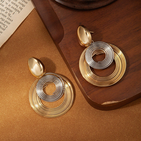 Titanium Steel Geometric Earrings Electroplated Simple Style