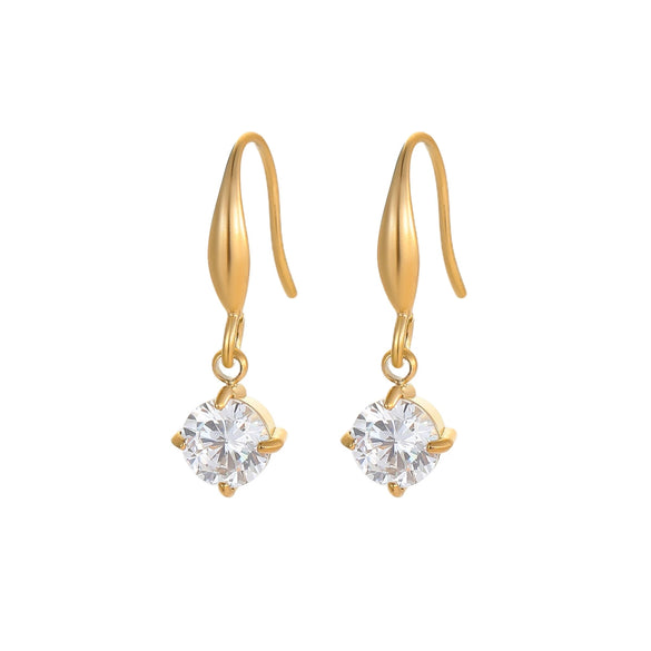 Titanium Steel Geometric Earrings For Women Claw Inlaid Zircon Electroplated Jewelry