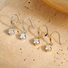 Titanium Steel Geometric Earrings For Women Claw Inlaid Zircon Electroplated Jewelry