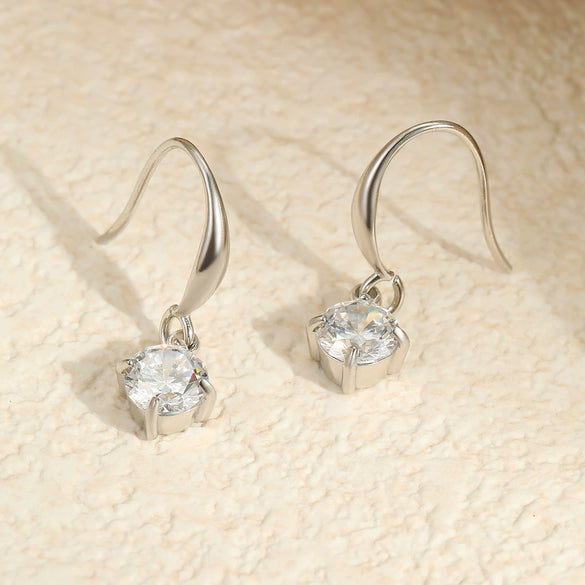 Titanium Steel Geometric Earrings For Women Claw Inlaid Zircon Electroplated Jewelry