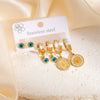 Titanium Steel Geometric Earrings For Women With Blue Turquoise Hollow Round Star Shape Electroplated