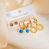 Titanium Steel Geometric Earrings For Women With Blue Turquoise Hollow Round Star Shape Electroplated