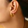 Titanium Steel Geometric Earrings With Electroplating Retro Temperament Round And Mangxing Shapes