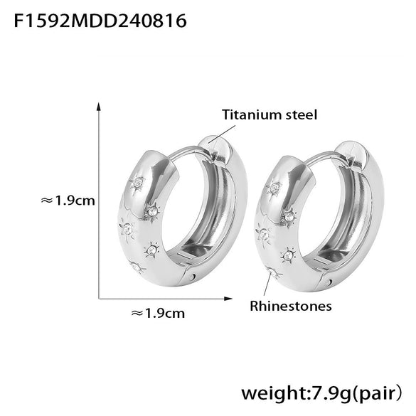 Titanium Steel Geometric Earrings With Electroplating Retro Temperament Round And Mangxing Shapes