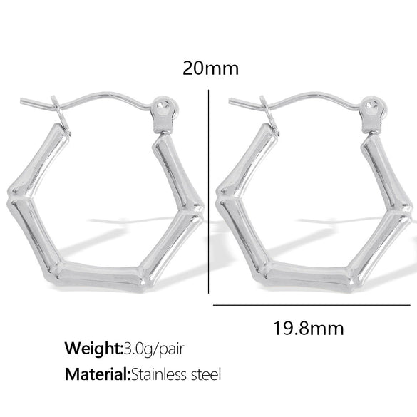 316L Stainless Steel Geometric Electroplated Bamboo Earrings For Women Fashion Jewelry
