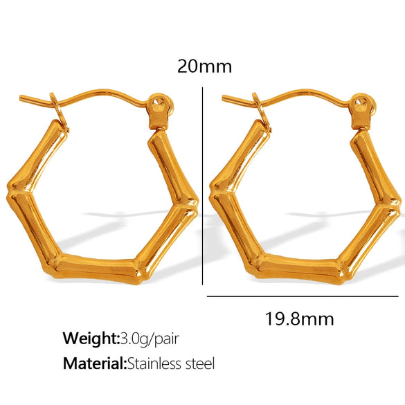 316L Stainless Steel Geometric Electroplated Bamboo Earrings For Women Fashion Jewelry
