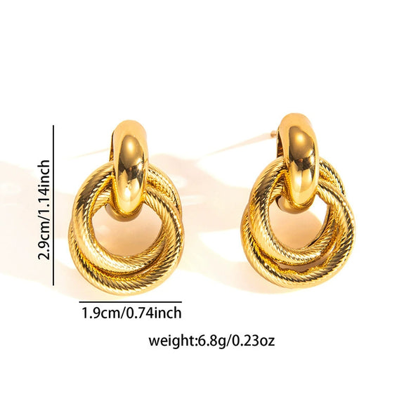 Titanium Steel Geometric Electroplated Earrings For Unisex