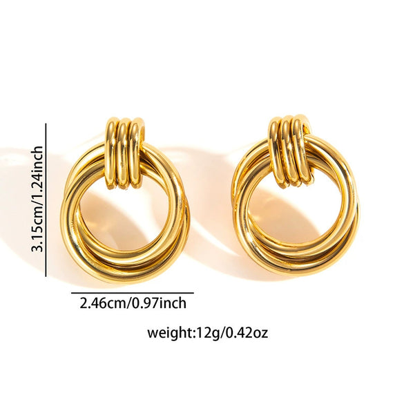 Titanium Steel Geometric Electroplated Earrings For Unisex
