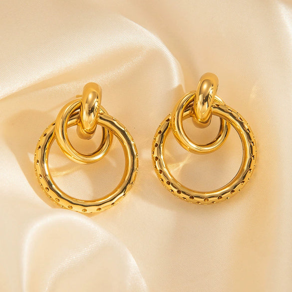Titanium Steel Geometric Electroplated Earrings For Unisex