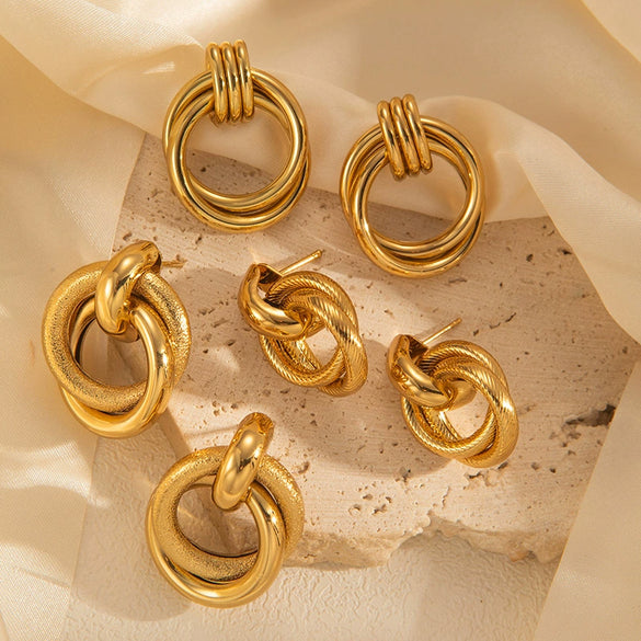 Titanium Steel Geometric Electroplated Earrings For Unisex