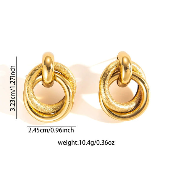 Titanium Steel Geometric Electroplated Earrings For Unisex