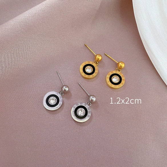 Titanium Steel Geometric Electroplated Forest Style Earrings For Men And Women