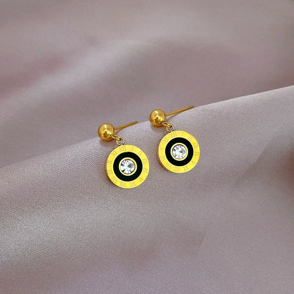 Titanium Steel Geometric Electroplated Forest Style Earrings For Men And Women