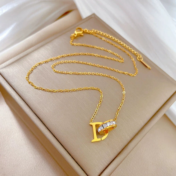 Titanium Steel Geometric Electroplated Necklace For Women