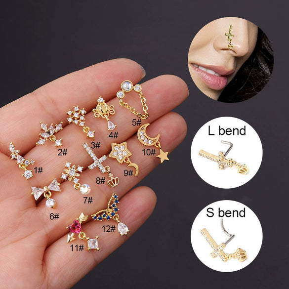 Titanium Steel Geometric Electroplated Puncture Jewelry For Women