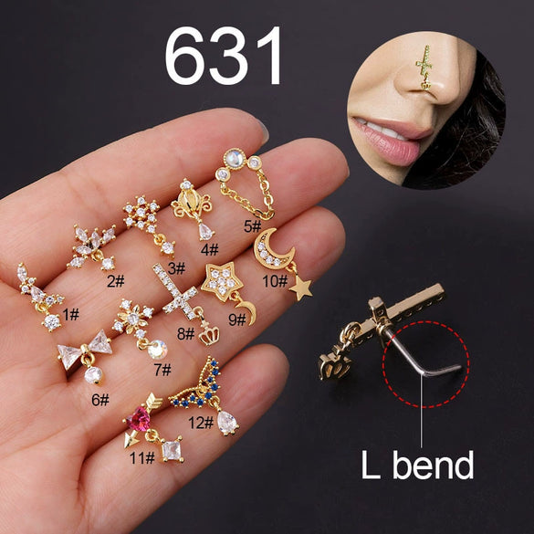 Titanium Steel Geometric Electroplated Puncture Jewelry For Women