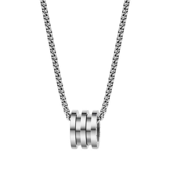 Titanium Steel Geometric Electroplated Threering Minimalistic Fashion Necklace For Unisex