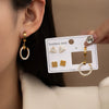 Titanium Steel Geometric Electroplated Women's Earrings Set With Four Leaf Flower And Circle Triangle Designs