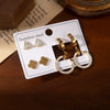 Titanium Steel Geometric Electroplated Women's Earrings Set With Four Leaf Flower And Circle Triangle Designs