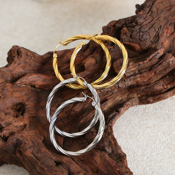 Titanium Steel Geometric Exaggerated Women's Earrings With Electroplating
