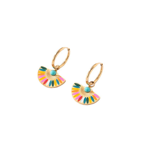 Titanium Steel Geometric Fanshaped Women's High Sense Niche Fashion Earrings