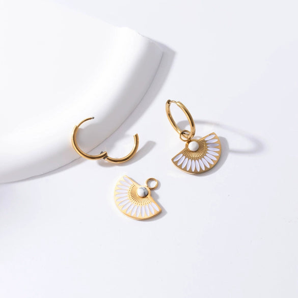 Titanium Steel Geometric Fanshaped Women's High Sense Niche Fashion Earrings