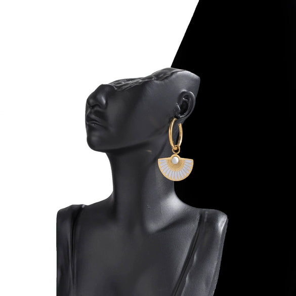 Titanium Steel Geometric Fanshaped Women's High Sense Niche Fashion Earrings