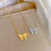Titanium Steel Geometric Fashion Electroplated Bow Necklace Unisex