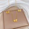 Titanium Steel Geometric Fashion Electroplated Bow Necklace Unisex