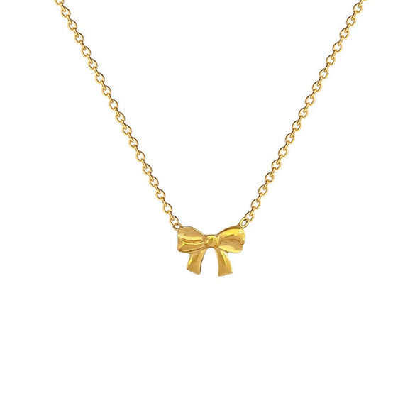 Titanium Steel Geometric Fashion Electroplated Bow Necklace Unisex