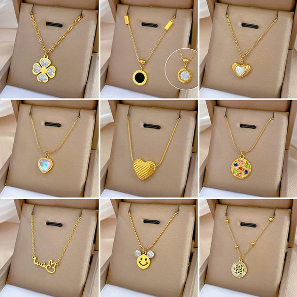 Titanium Steel Geometric Fashion Minimalist Electroplated Necklace For Unisex