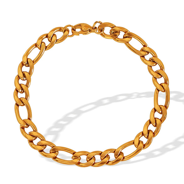 316L Stainless Steel Geometric Figaro Cuba Chain Bracelet For Women With Electroplating