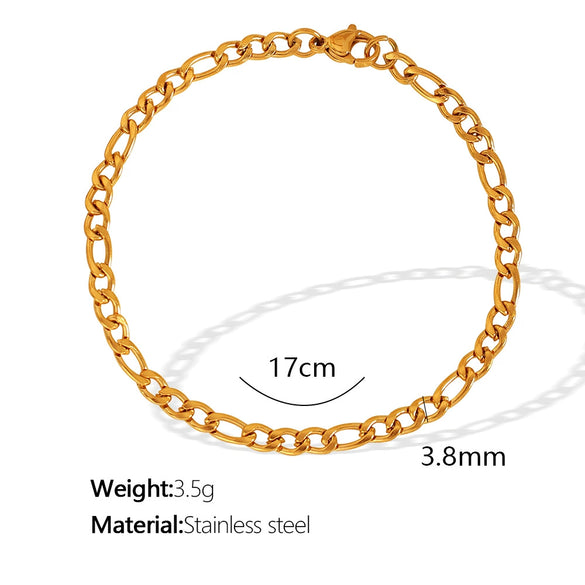 316L Stainless Steel Geometric Figaro Cuba Chain Bracelet For Women With Electroplating