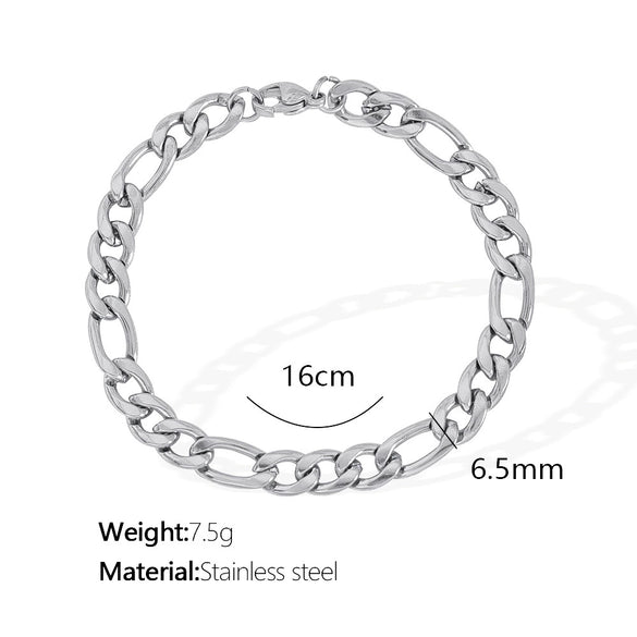 316L Stainless Steel Geometric Figaro Cuba Chain Bracelet For Women With Electroplating