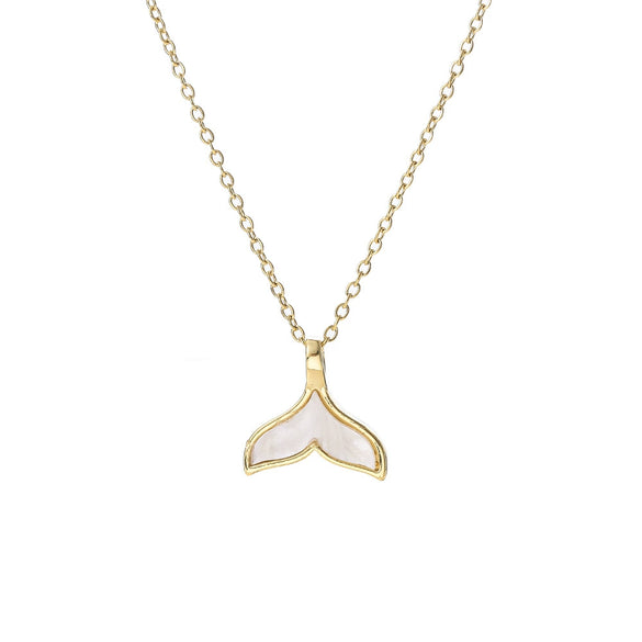 Titanium Steel Geometric Fishtail Pendant Necklace For Women With Electroplating Process