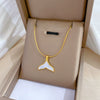 Titanium Steel Geometric Fishtail Shell Necklace For Women Fashion Minimalist Style With Real Gold Electroplating