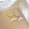 Titanium Steel Geometric Fishtail Shell Necklace For Women Fashion Minimalist Style With Real Gold Electroplating