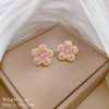 Titanium Steel Geometric Five Leaf Flower Micro Inlaid Electroplated Women's Necklace Earrings Set
