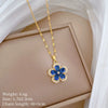 Titanium Steel Geometric Five Leaf Flower Micro Inlaid Electroplated Women's Necklace Earrings Set
