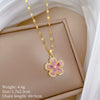 Titanium Steel Geometric Five Leaf Flower Micro Inlaid Electroplated Women's Necklace Earrings Set