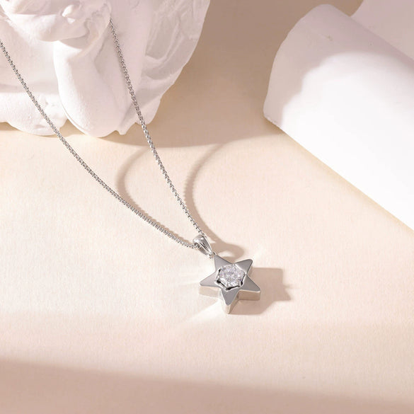 Titanium Steel Geometric Fivepointed Star Necklace Electroplating Highend Niche Design Women's Jewelry