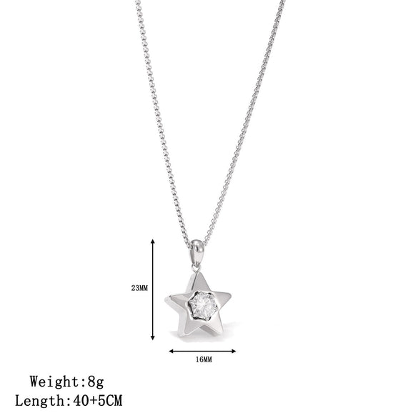 Titanium Steel Geometric Fivepointed Star Necklace Electroplating Highend Niche Design Women's Jewelry
