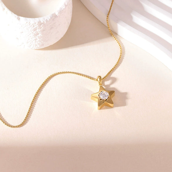 Titanium Steel Geometric Fivepointed Star Necklace Electroplating Highend Niche Design Women's Jewelry